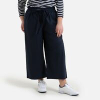 Pantalon large en popeline pur coton Bleu Marine LA REDOUTE COLLECTIONS PLUS