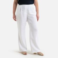 Pantalon large en pur lin Rouge Brique LA REDOUTE COLLECTIONS PLUS