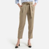 Pantalon large taille haute ceinturée PENSEE Beige FRNCH