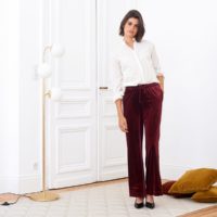 Pantalon large velours Bordeaux LA REDOUTE COLLECTIONS