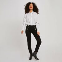 Pantalon skinny taille haute à ponts Noir Morgan