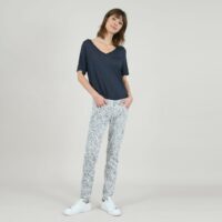 Pantalon slim imprimé cashmere Blanc Imprimé Noir MOLLY BRACKEN