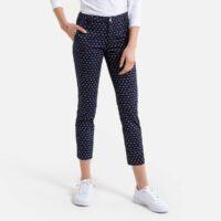 Pantalon slim imprimé en coton mélangé Bleu Imprimé Benetton