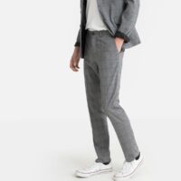 Pantalon slim raccourci à carreaux Carreaux Gris LA REDOUTE COLLECTIONS