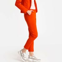 Pantalon slim satin de coton stretch Marine;Orange Foncé;Noir LA REDOUTE COLLECTIONS