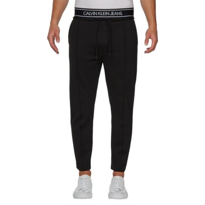 Pantalon slim synthétique Logo Tape Noir Calvin Klein Jeans