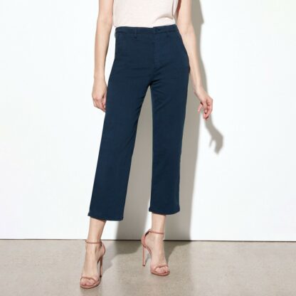 Pantalon taille haute SANDY HIGHWAIST CROPPED Bleu Marine REIKO