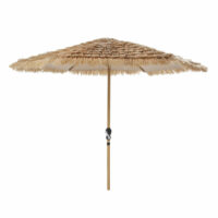 Parasol en métal imitation bois avec franges coloris naturel Paillotte Maisons du Monde