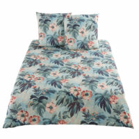 Parure de lit en coton bleu vert motif tropical 240x260 Maisons du Monde