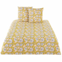 Parure de lit en coton jaune moutarde imprimé floral 220x240 Maisons du Monde