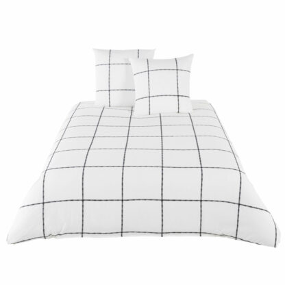 Parure de lit en coton motifs à carreaux noir et blanc 240x260 Maisons du Monde
