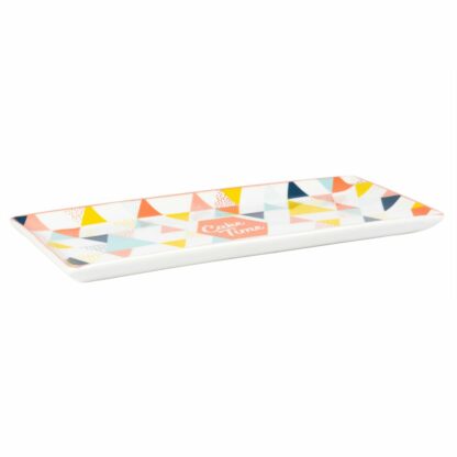 Plat à cake en porcelaine motifs triangles multicolores Maisons du Monde