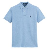 Polo droit custom fit en maille piquée Bleu Chiné - Gris - Bleu Marine - Bleu Moyen Polo Ralph Lauren