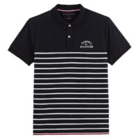 Polo droit en maille piquée à rayures Blanc Tommy Hilfiger