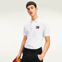 Polo droit maille piquée Tommy Badge Bleu Marine - Rouge - Blanc Tommy Jeans