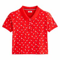 Polo manches courtes imprimé fleuri Rouge Tommy Jeans