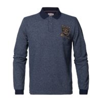 Polo manches longues droit maille piquée Bleu Marine - Gris PETROL INDUSTRIES