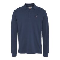 Polo manches longues droit maille piquée Bleu Marine Tommy Jeans