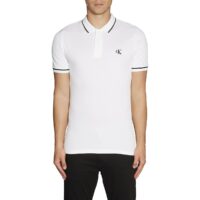 Polo slim maille piquée Tipping Noir - Blanc Calvin Klein Jeans