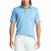 Polo slim stretch en maille piquée Bleu Roi - Rose Pastel Polo Ralph Lauren