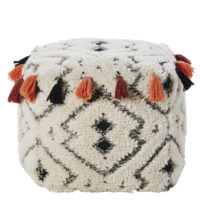 Pouf à pompons en laine et coton Maisons du Monde