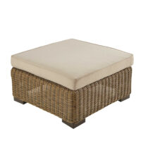 Pouf de jardin en résine tressée et tissu beige sable Fidji Maisons du Monde