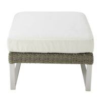 Pouf de jardin en résine tressée et tissu blanc  Lodge Maisons du Monde