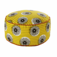 Pouf d'extérieur en coton jaune à motifs multicolores Maisons du Monde