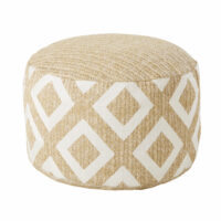 Pouf d'extérieur tressé beige motifs graphiques blancs Maisons du Monde