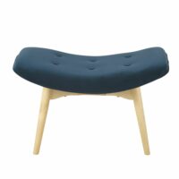 Pouf repose-pieds style scandinave en velours bleu nuit Iceberg Maisons du Monde