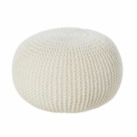 Pouf tricotée en laine écrue 35x50 Maisons du Monde