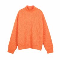 Pull à col montant en maille tricot NEOLA Orange FRNCH