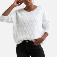 Pull à poils longs avec fil argenté Blanc;Noir MOLLY BRACKEN