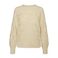 Pull ajouré en fine maille fantaisie Ecru;Noisette Vero Moda