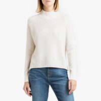 Pull cachemire col montant en fine maille LEONIE Ecru LA BRAND BOUTIQUE COLLECTION