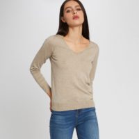 Pull col V Noir;Beige;Choco Morgan