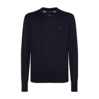 Pull col V coton Pima et cachemire Bleu Moyen - Lie De Vin - Gris - Bordeaux - Bleu Chine Tommy Hilfiger