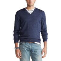 Pull col V en laine mérinos Bleu Marine - Bleu Foncé - Gris Anthracite - Noir Polo Ralph Lauren