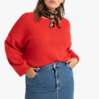 Pull col bateau en grosse maille Rouge LA REDOUTE COLLECTIONS PLUS