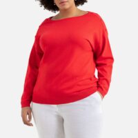 Pull col bateau en maille fine Rouge;Bleu Marine LA REDOUTE COLLECTIONS PLUS