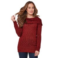 Pull col bénitier maille fine manches longues Rouge Joe Browns