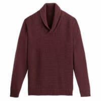 Pull col châle en maille fantaisie Rouge Bordeaux LA REDOUTE COLLECTIONS