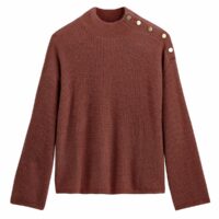 Pull col montant boutonné Rose Blush;Marron LA REDOUTE COLLECTIONS