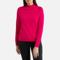 Pull col montant en fine maille Ecru;Rose Tommy Hilfiger