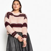 Pull col montant en fine maille Rose Poudré CASTALUNA