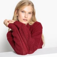 Pull col montant en grosse maille Bordeaux Pepe Jeans