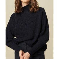 Pull col montant en grosse maille JAMMY Bleu Marine SESSUN