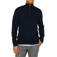 Pull col montant zippé en coton et cachemire Gris - Rouge Bordeaux - Bleu Marine - Noir Esprit