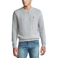 Pull col rond en coton Blanc - Bleu Polo Ralph Lauren