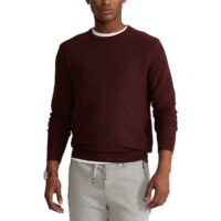 Pull col rond en coton Pima Bordeaux - Bleu Marine Polo Ralph Lauren